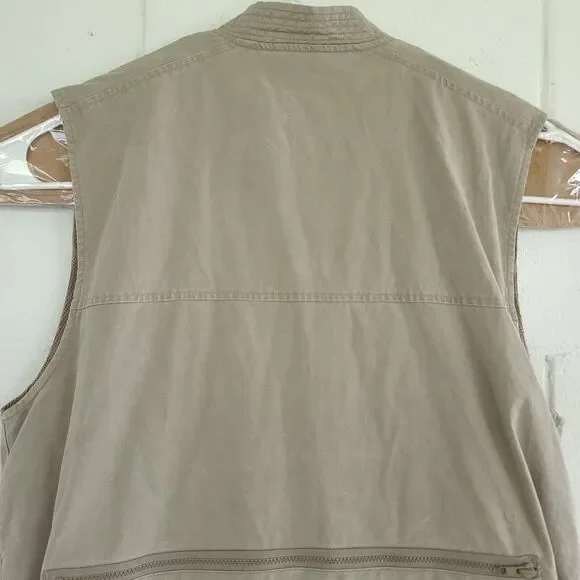 LL Bean Vintage Fishing Field Vest Men's LG Khaki Photography Hunting Back Pouch
